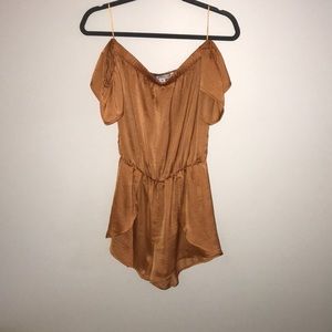 Hyfve off the shoulder short sleeve orange romper
